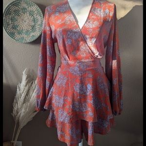 urban outfitters orange floral romper